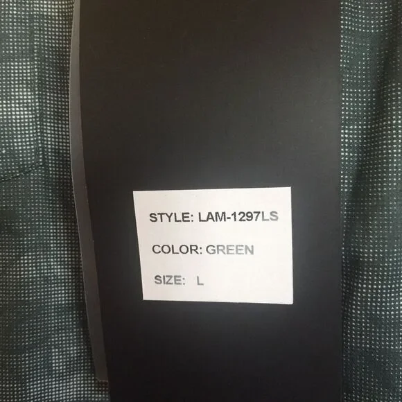 Lamasini Men's Casual Button Up Shirt Brand New Size L Green 100% Cotton plaid. - Picture 8 of 8